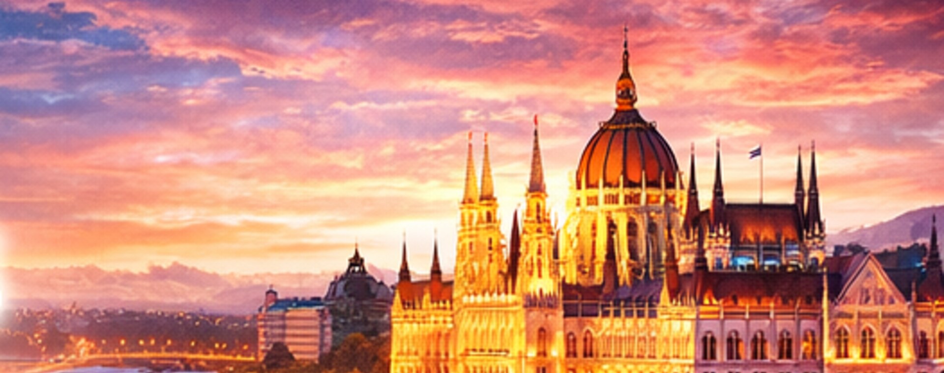 Budapest skyline at sunset